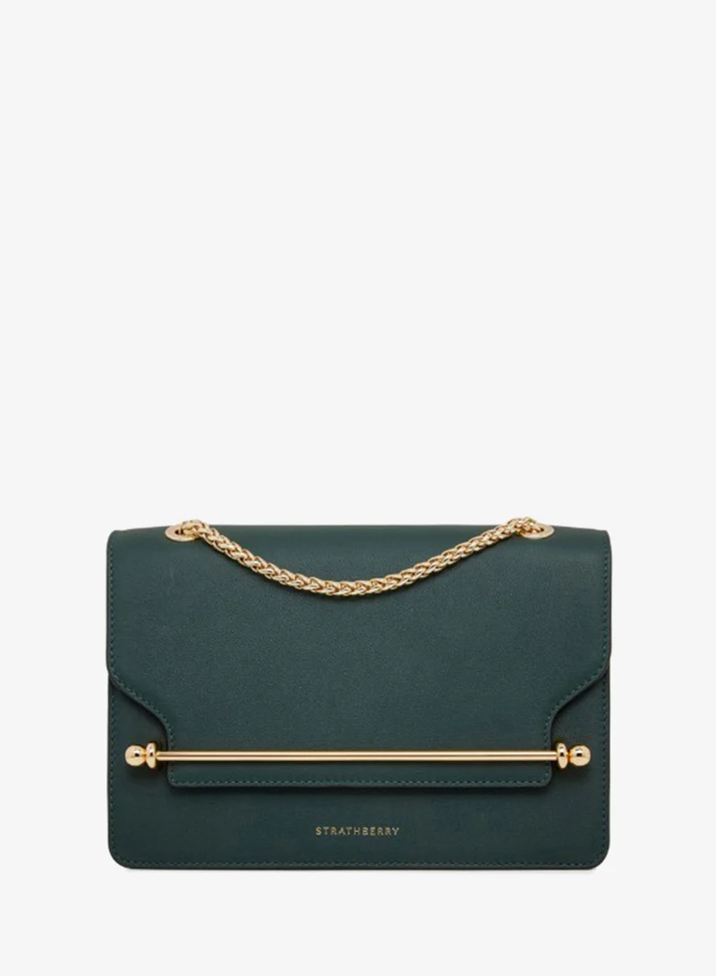 Logo Embossed Leather Top Handle Bag